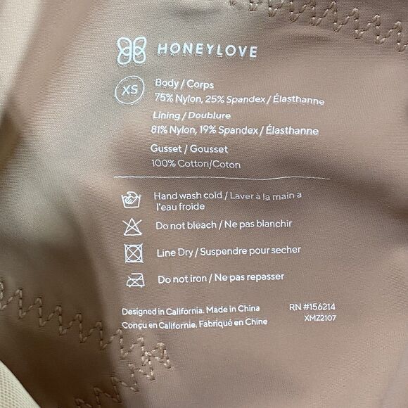 HONEYLOVE Seamless Compression Shapewear Under Bust Boned Thong Womens XS Beige - Picture 3 of 6